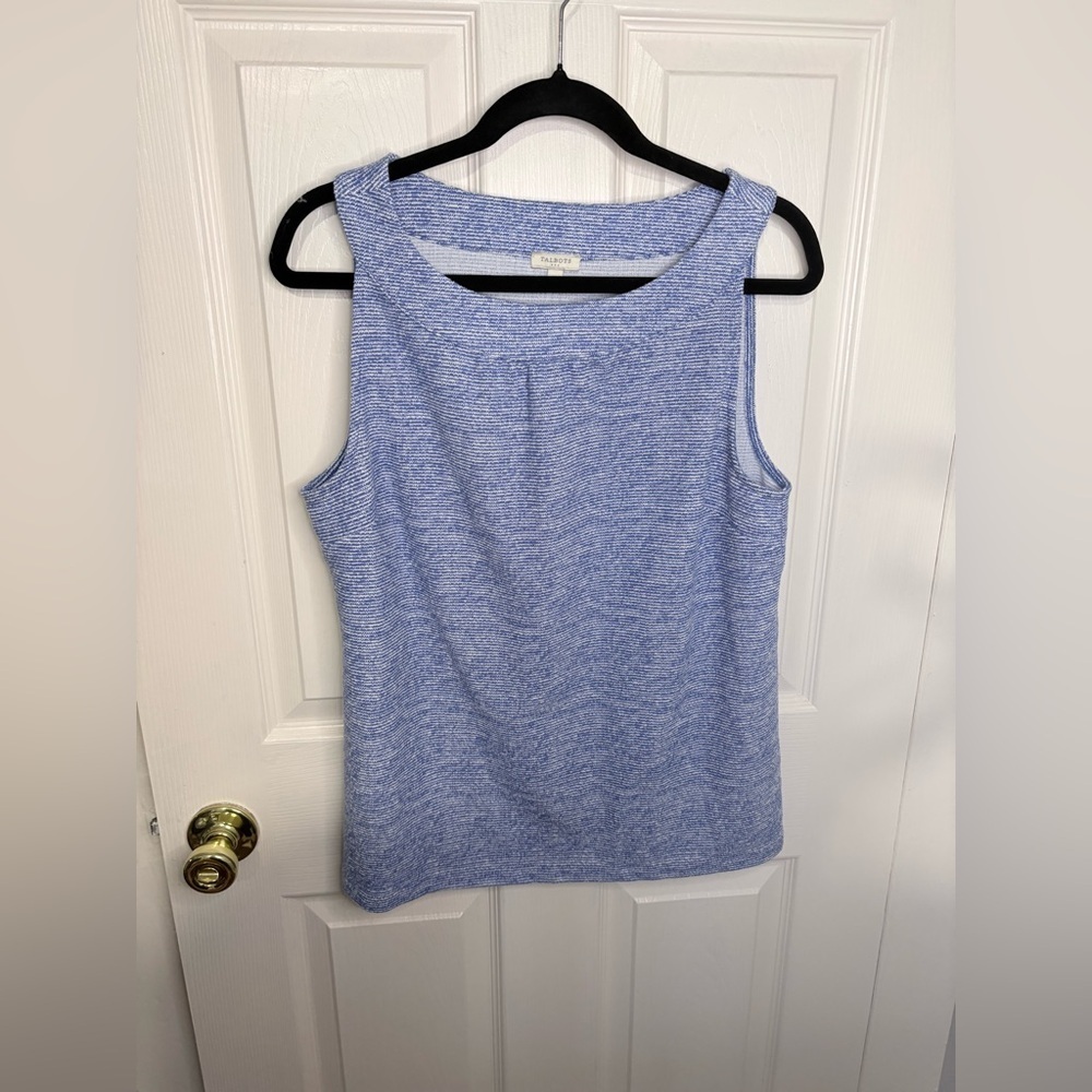 Talbots Sleeveless Jacquard Top – Blue & White Nautical Print – Size L - Picture 2 of 9